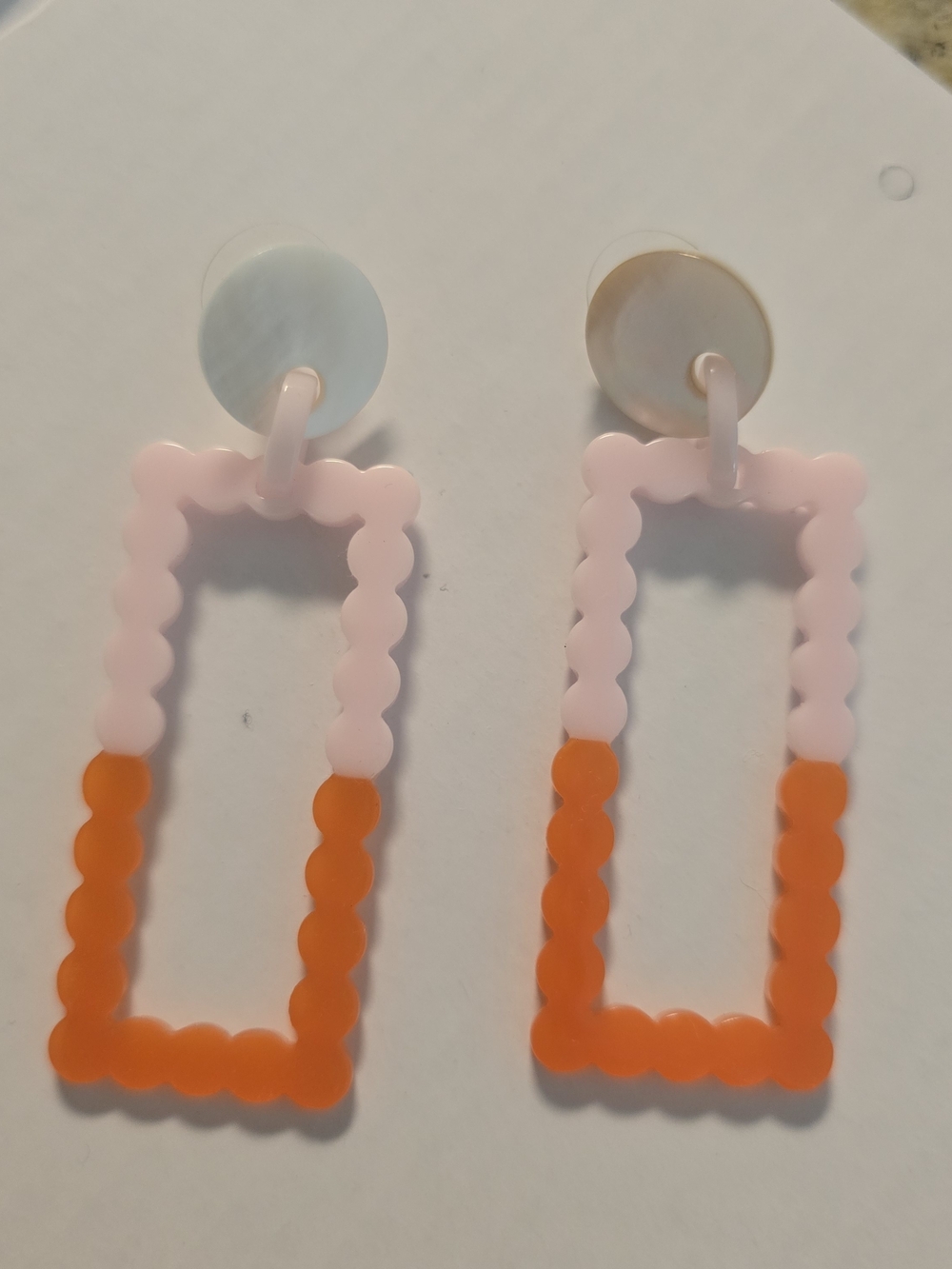 Unbranded Pink and Orange Rectangle Dangle Earrings